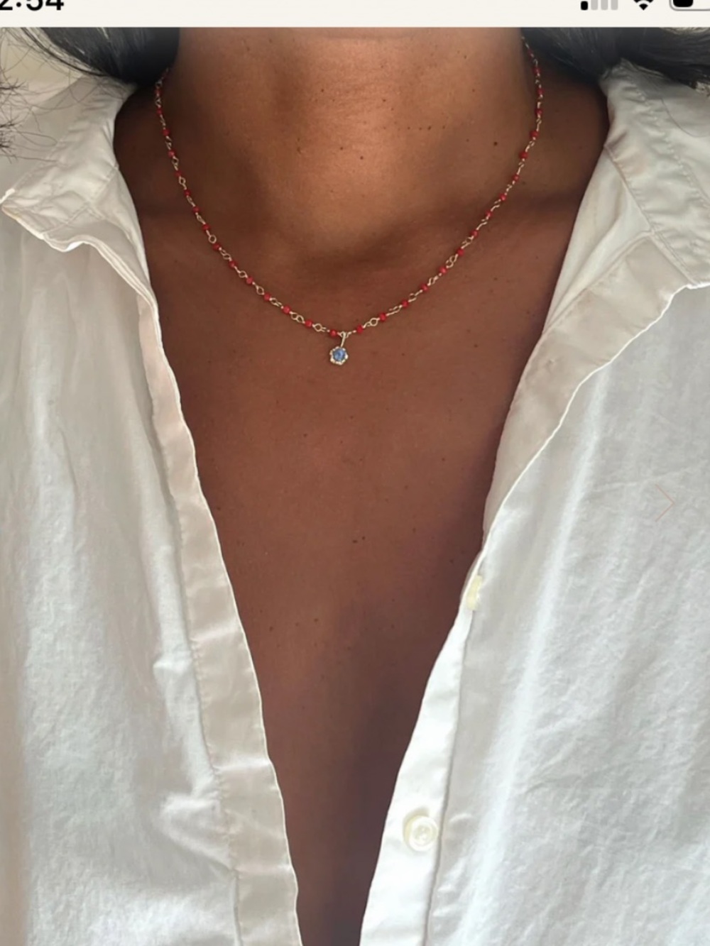 High Light Rituals Sea & Sky Silver Necklace with Coral Beads & Sapphire Pendant - Picture 5 of 9